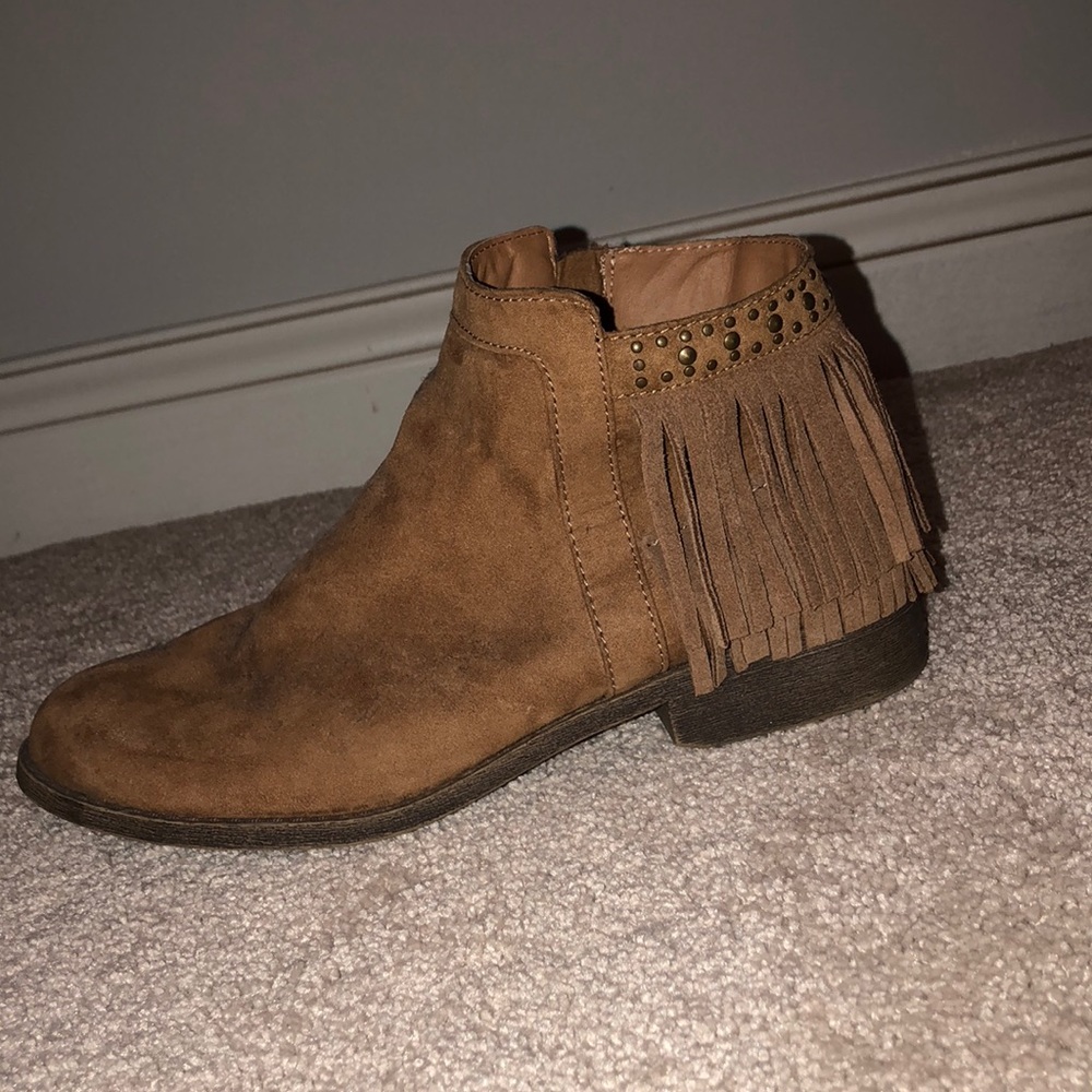 Suede Fringe Booties